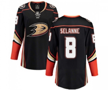 Women Anaheim Ducks #8 Teemu Selanne Fanatics Branded Black Home Breakaway Hockey Jersey