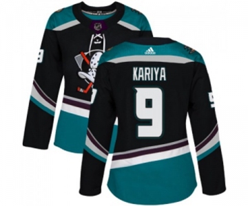 Women Anaheim Ducks #9 Paul Kariya Authentic Black Teal Alternate Hockey Jersey