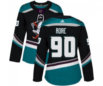 Women Anaheim Ducks #90 Giovanni Fiore Authentic Black Teal Alternate Hockey Jersey