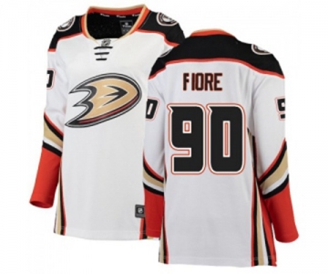 Women Anaheim Ducks #90 Giovanni Fiore Authentic White Away Fanatics Branded Breakaway Hockey Jersey