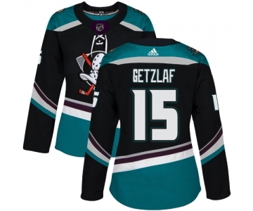 Women's Adidas Anaheim Ducks #15 Ryan Getzlaf Authentic Black Teal Alternate NHL Jersey