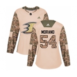 Women's Adidas Anaheim Ducks #54 Antoine Morand Authentic Camo Veterans Day Practice NHL Jersey