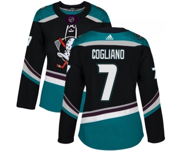 Women's Adidas Anaheim Ducks #7 Andrew Cogliano Authentic Black-Teal Alternate NHL Jersey