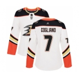 Women's Adidas Anaheim Ducks #7 Andrew Cogliano Authentic White Away NHL Jersey