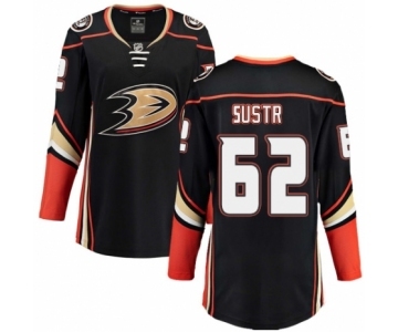 Women's Anaheim Ducks #62 Andrej Sustr Authentic Black Home Fanatics Branded Breakaway NHL Jersey