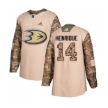 Youth Adidas Anaheim Ducks #14 Adam Henrique Authentic Camo Veterans Day Practice NHL Jersey