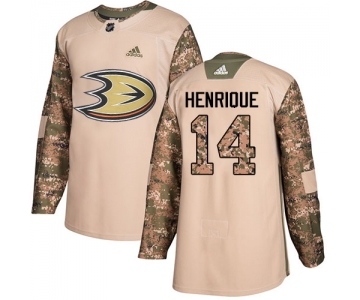 Youth Adidas Anaheim Ducks #14 Adam Henrique Authentic Camo Veterans Day Practice NHL Jersey