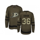 Youth Adidas Anaheim Ducks #36 John Gibson Green Salute to Service Stitched NHL Jersey