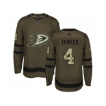 Youth Adidas Anaheim Ducks #4 Cam Fowler Green Salute to Service Stitched NHL Jersey