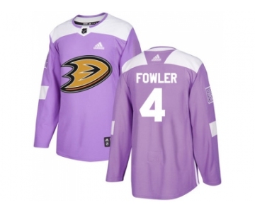 Youth Adidas Anaheim Ducks #4 Cam Fowler Purple Authentic Fights Cancer Stitched NHL Jersey