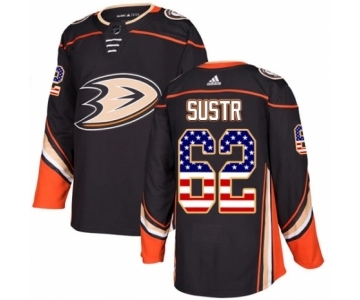 Youth Adidas Anaheim Ducks #62 Andrej Sustr Authentic Black USA Flag Fashion NHL Jersey