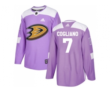 Youth Adidas Anaheim Ducks #7 Andrew Cogliano Purple Authentic Fights Cancer Stitched NHL Jersey