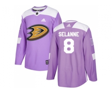 Youth Adidas Anaheim Ducks #8 Teemu Selanne Purple Authentic Fights Cancer Stitched NHL Jersey