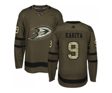 Youth Adidas Anaheim Ducks #9 Paul Kariya Green Salute to Service Stitched NHL Jersey