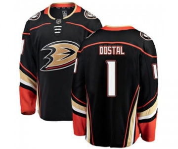 Youth Anaheim Ducks #1 Lukas Dostal Authentic Black Home Fanatics Branded Breakaway Hockey Jersey