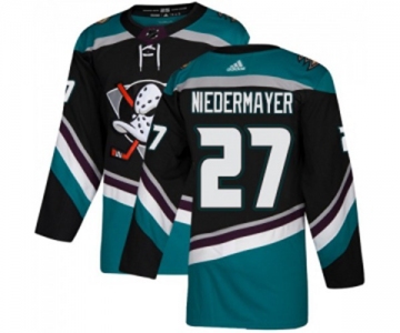 Youth Anaheim Ducks #27 Scott Niedermayer Authentic Black Teal Alternate Hockey Jersey