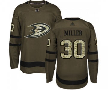 Youth Anaheim Ducks #30 Ryan Miller Authentic Green Salute to Service Hockey Jersey