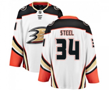 Youth Anaheim Ducks #34 Sam Steel Fanatics Branded White Away Breakaway Hockey Jersey