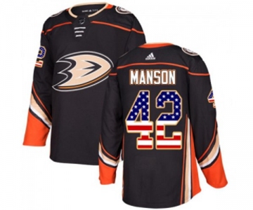 Youth Anaheim Ducks #42 Josh Manson Authentic Black USA Flag Fashion Hockey Jersey