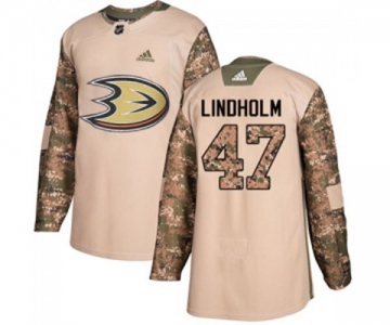 Youth Anaheim Ducks #47 Hampus Lindholm Authentic Camo Veterans Day Practice Hockey Jersey