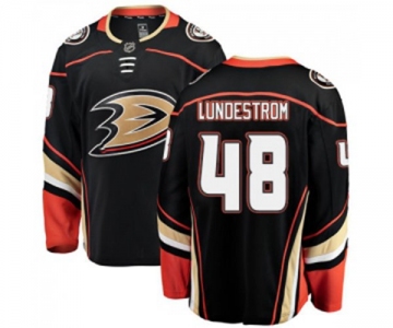 Youth Anaheim Ducks #48 Isac Lundestrom Authentic Black Home Fanatics Branded Breakaway Hockey Jersey