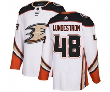 Youth Anaheim Ducks #48 Isac Lundestrom Authentic White Away Hockey Jersey