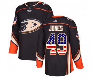 Youth Anaheim Ducks #49 Max Jones Authentic Black USA Flag Fashion Hockey Jersey