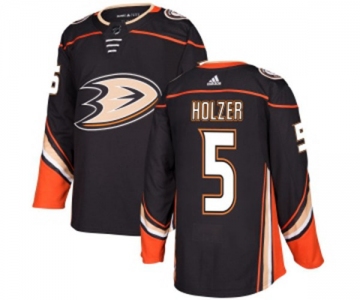 Youth Anaheim Ducks #5 Korbinian Holzer Authentic Black Home Hockey Jersey