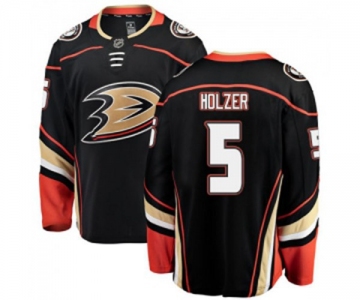 Youth Anaheim Ducks #5 Korbinian Holzer Fanatics Branded Black Home Breakaway Hockey Jersey