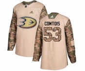 Youth Anaheim Ducks #53 Max Comtois Authentic Camo Veterans Day Practice Hockey Jersey