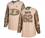 Youth Anaheim Ducks #62 Andrej Sustr Authentic Camo Veterans Day Practice Hockey Jersey