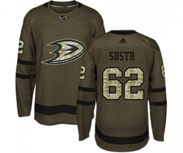 Youth Anaheim Ducks #62 Andrej Sustr Authentic Green Salute to Service Hockey Jersey