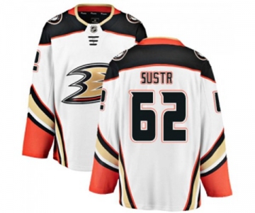 Youth Anaheim Ducks #62 Andrej Sustr Authentic White Away Fanatics Branded Breakaway Hockey Jersey