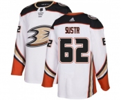 Youth Anaheim Ducks #62 Andrej Sustr Authentic White Away Hockey Jersey