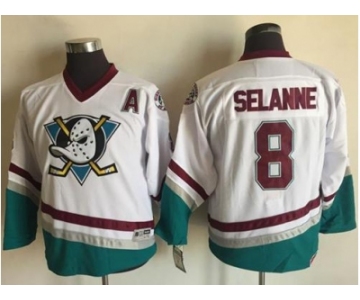 Youth Anaheim Ducks #8 Teemu Selanne White CCM Throwback Stitched NHL Jersey