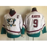 Youth Anaheim Ducks #9 Paul Kariya White CCM Throwback Stitched NHL Jersey