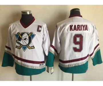 Youth Anaheim Ducks #9 Paul Kariya White CCM Throwback Stitched NHL Jersey