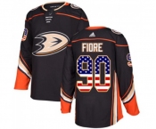 Youth Anaheim Ducks #90 Giovanni Fiore Authentic Black USA Flag Fashion Hockey Jersey