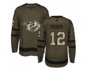 Adidas Nashville Predators #12 Mike Fisher Green Salute to Service Stitched NHL Jersey