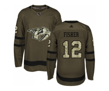 Adidas Nashville Predators #12 Mike Fisher Green Salute to Service Stitched NHL Jersey