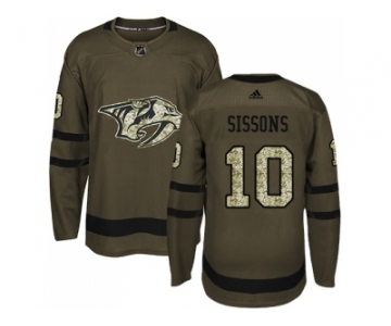 Men Adidas Nashville Predators #10 Colton Sissons Green Salute to Service Stitched NHL Jersey