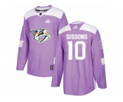 Men Adidas Nashville Predators #10 Colton Sissons Purple Authentic Fights Cancer Stitched NHL Jersey