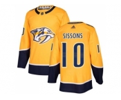 Men Adidas Nashville Predators #10 Colton Sissons Yellow Home Authentic Stitched NHL Jersey