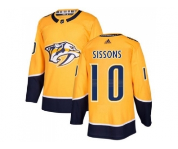 Men Adidas Nashville Predators #10 Colton Sissons Yellow Home Authentic Stitched NHL Jersey