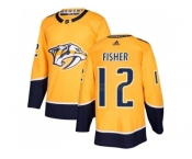 Men Adidas Nashville Predators #12 Mike Fisher Yellow Home Authentic Stitched NHL Jersey