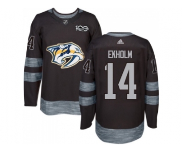 Men Adidas Nashville Predators #14 Mattias Ekholm Black 1917-2017 100th Anniversary Stitched NHL Jersey