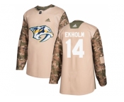 Men Adidas Nashville Predators #14 Mattias Ekholm Camo Authentic 2017 Veterans Day Stitched NHL Jersey