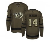 Men Adidas Nashville Predators #14 Mattias Ekholm Green Salute to Service Stitched NHL Jersey