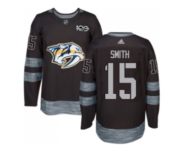 Men Adidas Nashville Predators #15 Craig Smith Black 1917-2017 100th Anniversary Stitched NHL Jersey