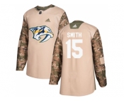 Men Adidas Nashville Predators #15 Craig Smith Camo Authentic 2017 Veterans Day Stitched NHL Jersey